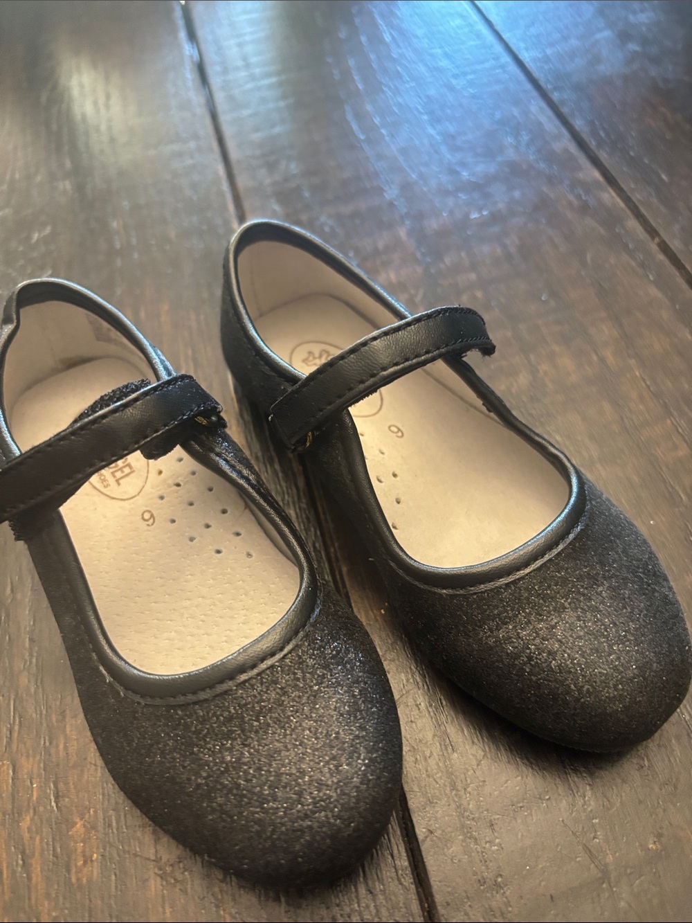 Angel Black Glitter Mary Jane Shoes for Kids